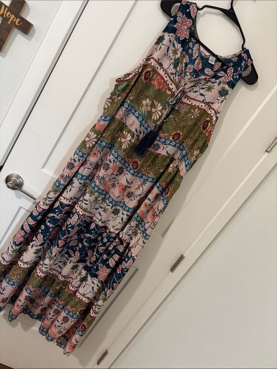 Kaktus Dresses & Skirts - Kaktus Boho Patchwork Maxi Dress in Green and Navy